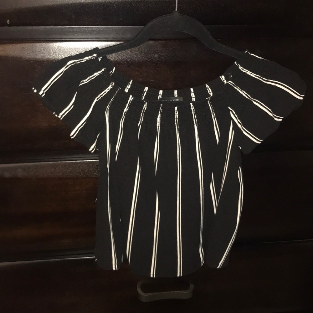 black and white off the shoulder top